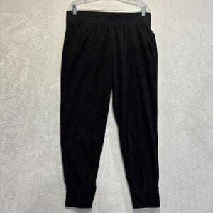 Gaiam Women's Activewear Jogger Pant Size Large Black Fleece Front Pockets Yoga
